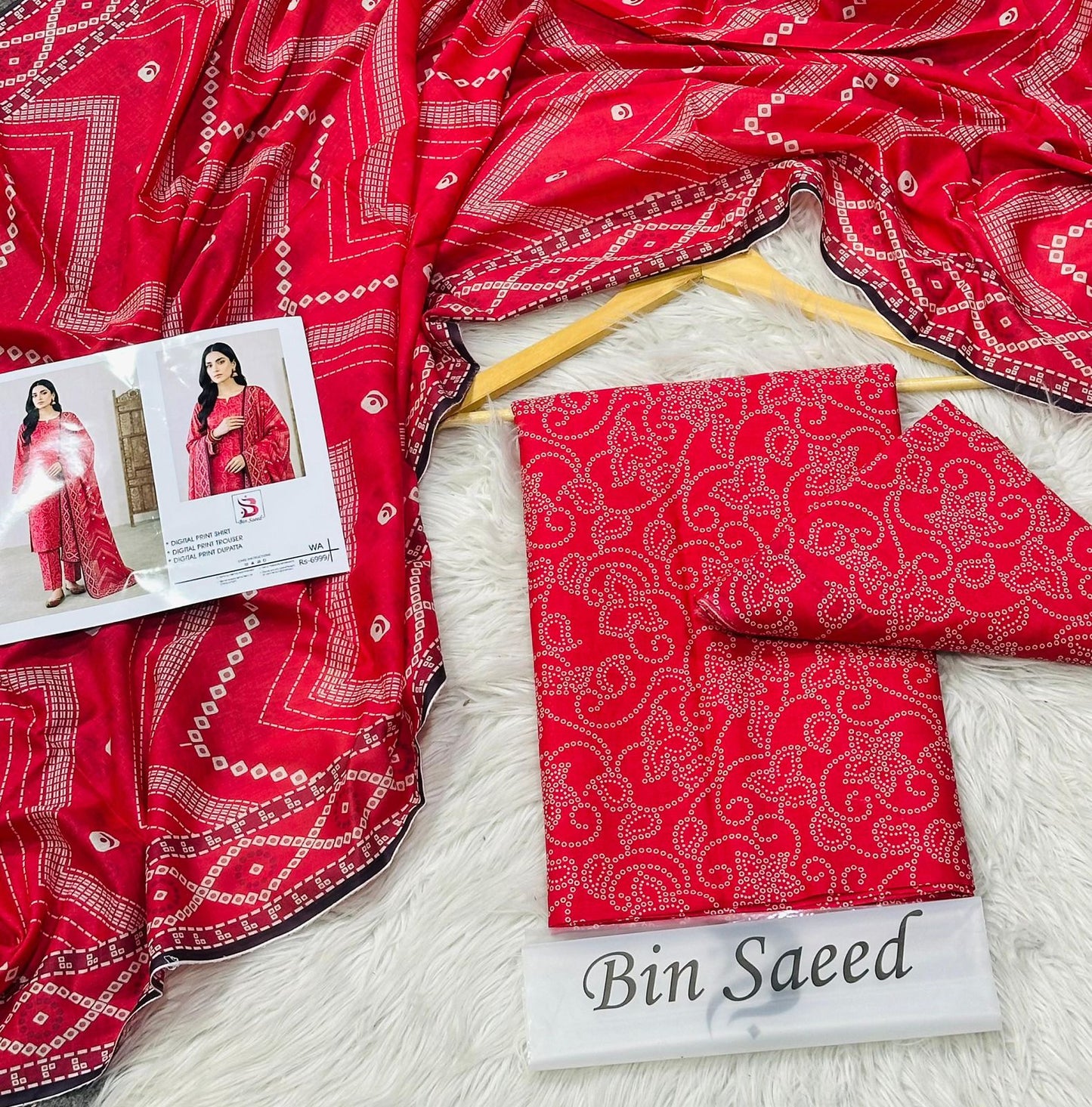 Bin Saeed 3-Piece Printed Lawn D-002