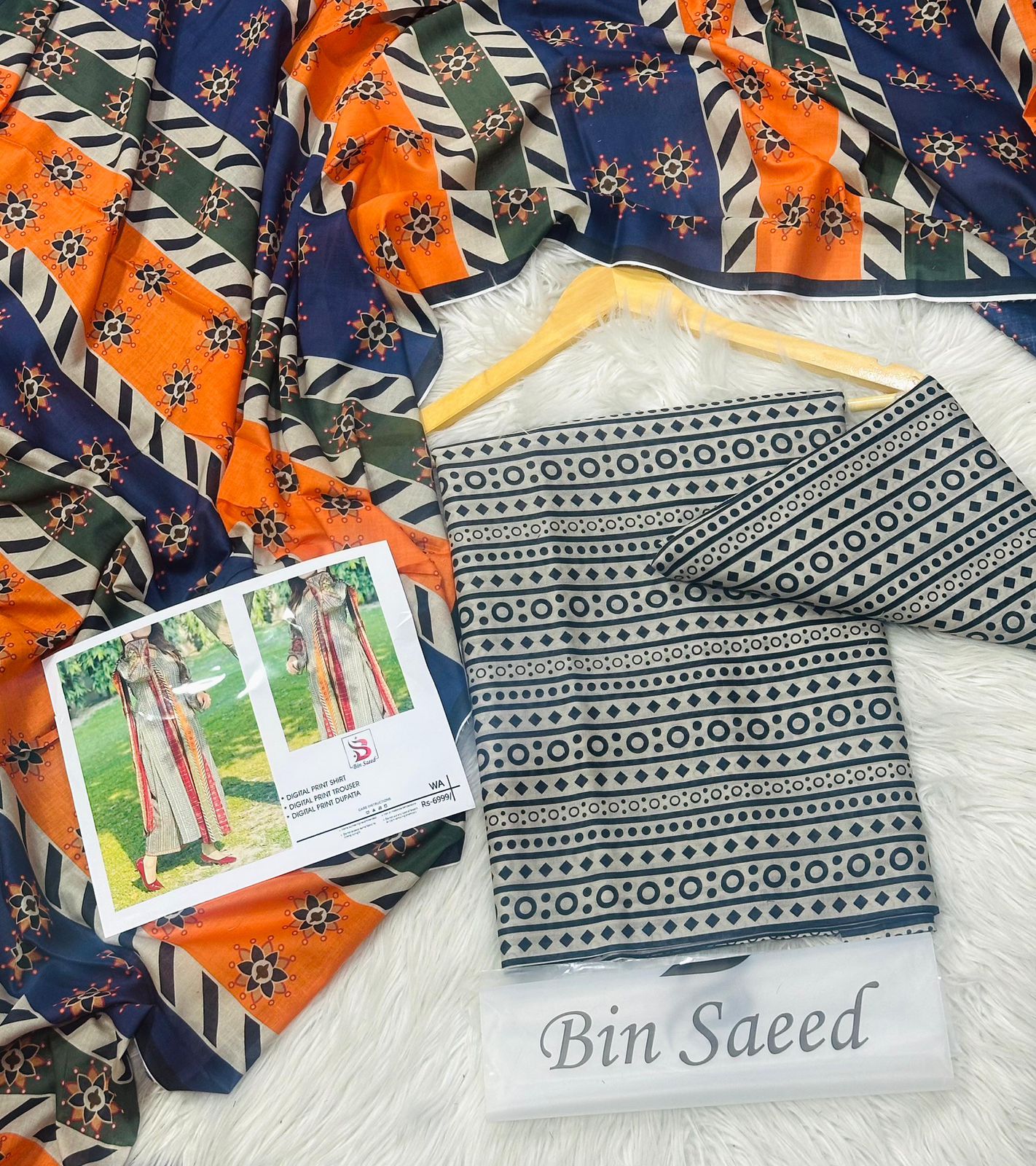 Bin Saeed 3-Piece Printed Lawn D-004