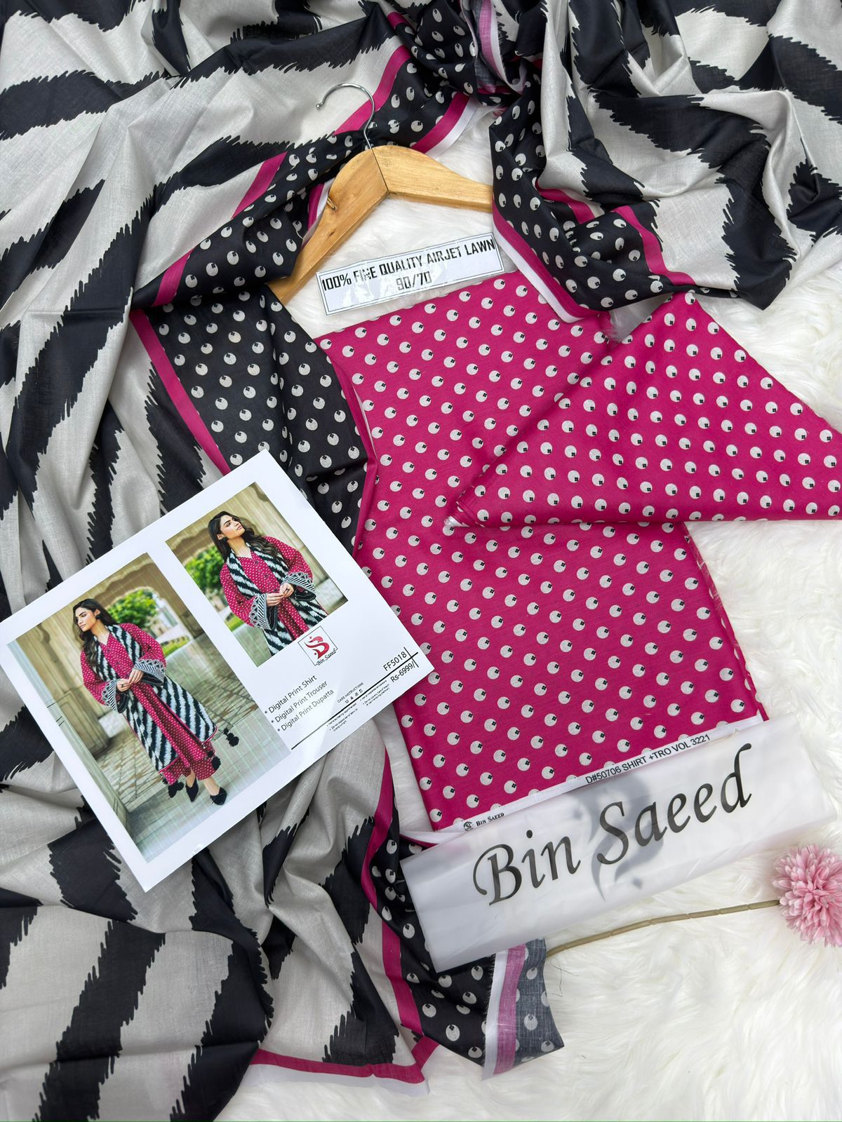 Bin Saeed 3-Piece Printed Lawn D-006