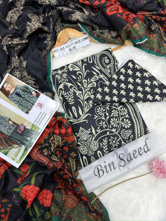 Bin Saeed 3-Piece Printed Lawn D-012