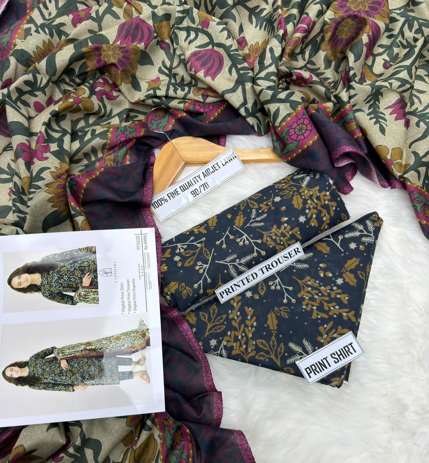 Sapphire Lawn Printed 3Piece D-008